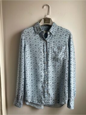 Simons Tencel Lyocell Light Blue Floral Button-Up Shirt size XS